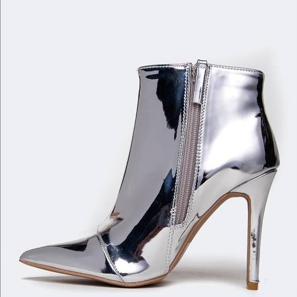 Silver Metallic Ankle Booties - Picture 6 of 8